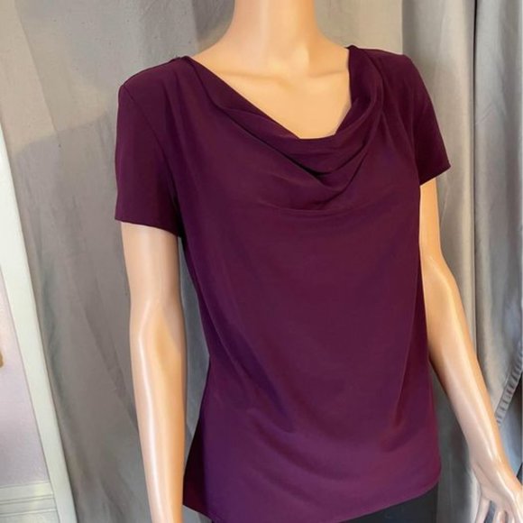 Draped Front Purple Blouse - Picture 1 of 4